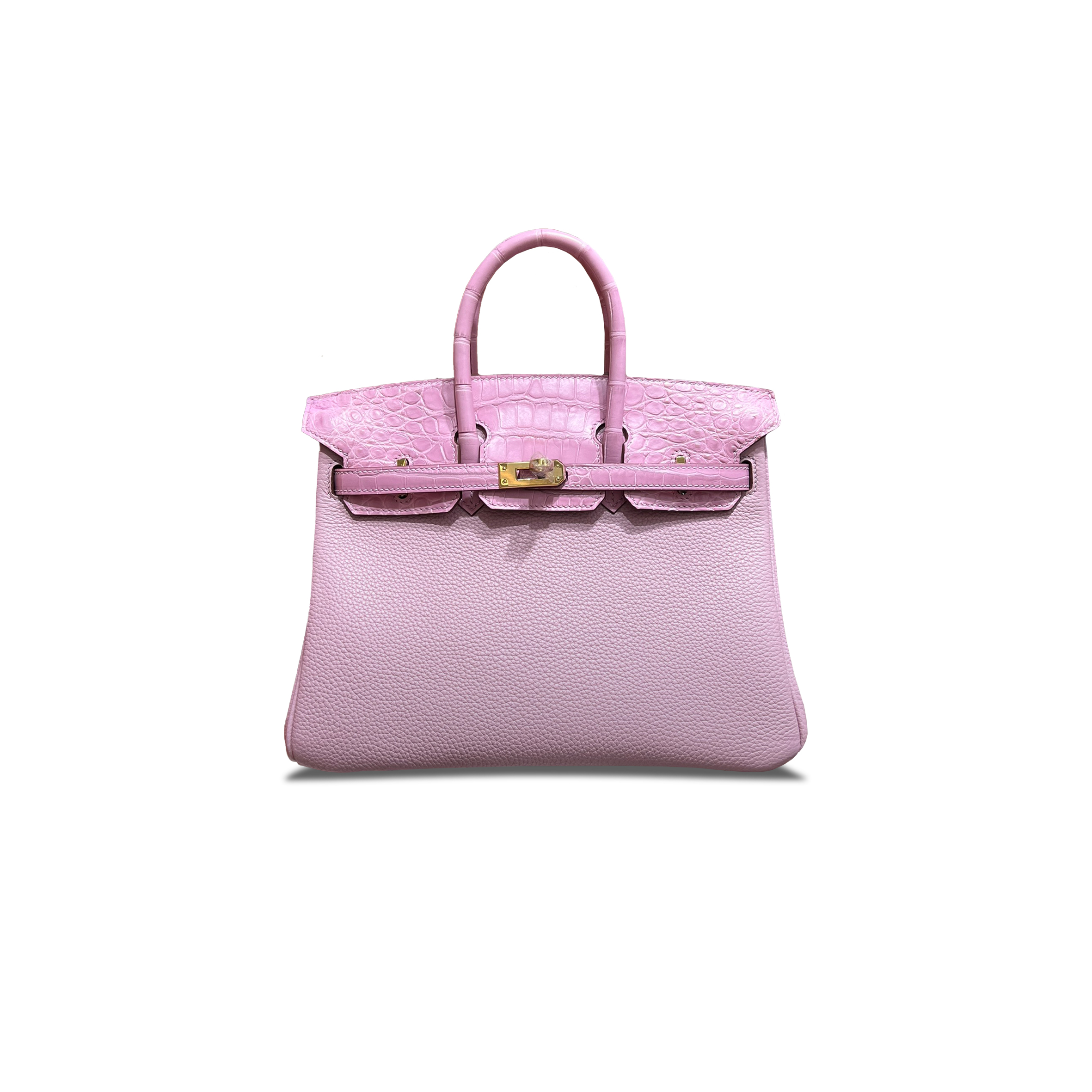 H**mes master birkin 25 crocodile and togo leather sakura pink gold buckle h076216ckal (25*20*13cm)